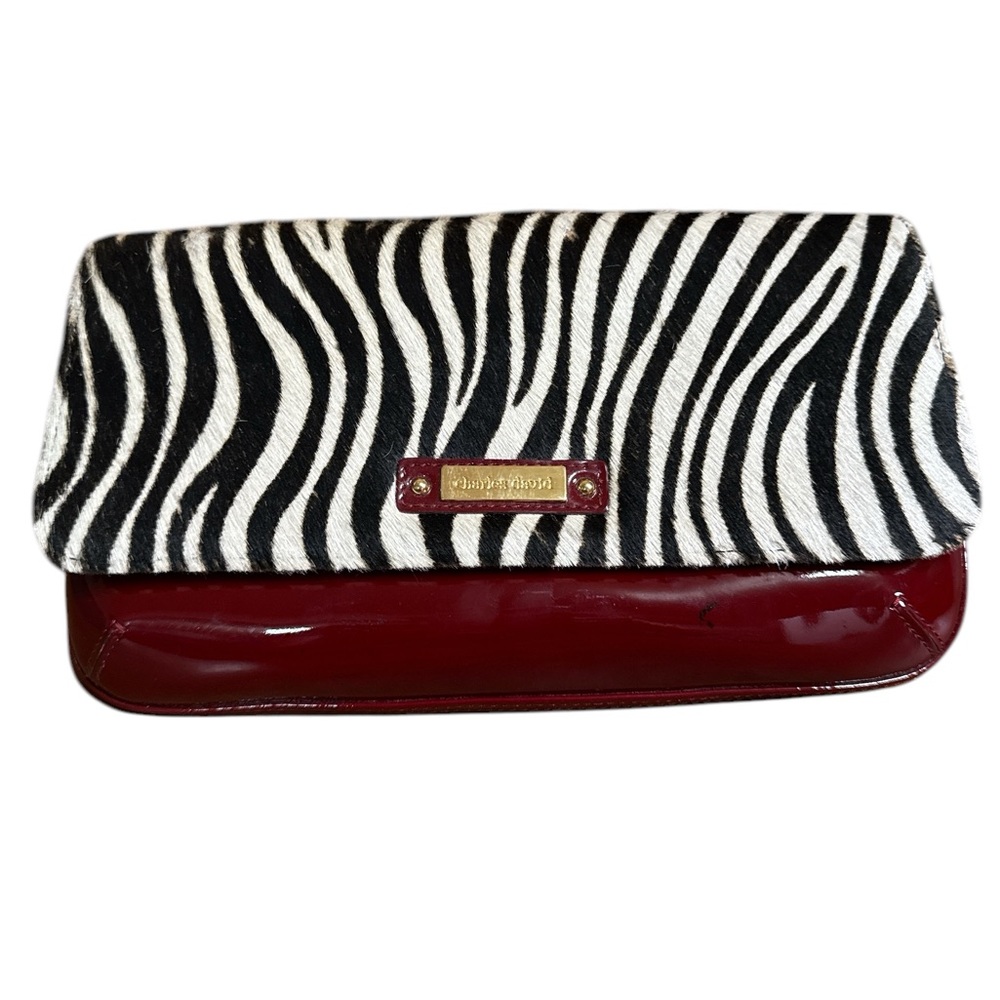 Charles David Leather & Zebra Calf Hair Clutch